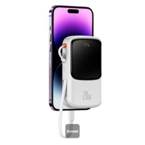 Baseus Qpow Pro Digital Display Fast Charge Power Bank 10000mAh 20W iPhone Edition Black With: Simple charging cable Type-C 3A 0.3m White