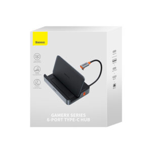 Baseus GamerX Series 6-Port Type C HUB Space Grey Type C to HDMI4K@60Hz*1+USB3.0*3+PD*1+RJ45*1