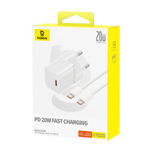 Baseus GaN5 Fast Charger(Mini) 1C 20W EU Moon White(With: Baseus Dynamic 3 Series Fast Charging Data Cable Type C to Type C 100W 1m Moon White)